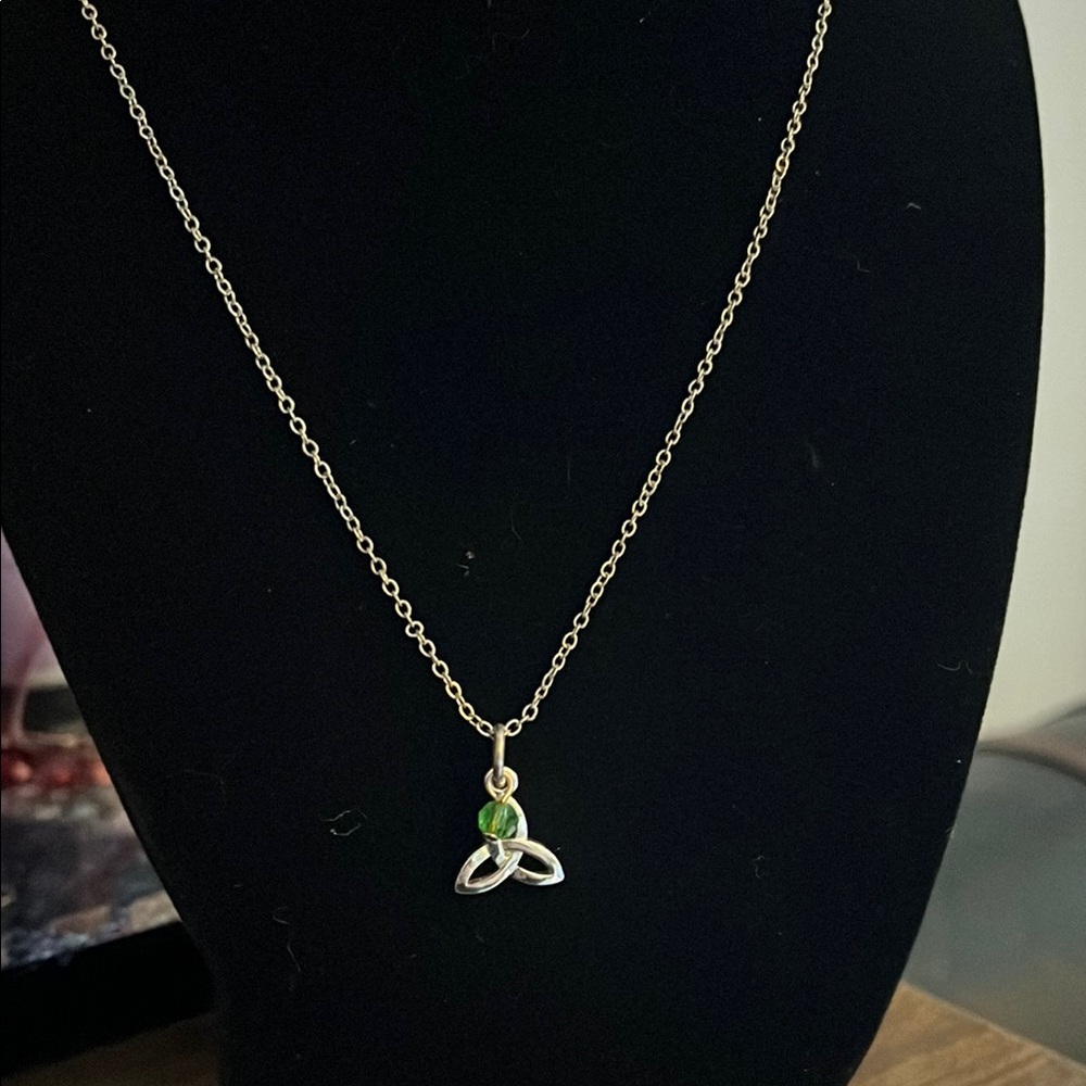 Gold and Green Celtic Knot Necklace